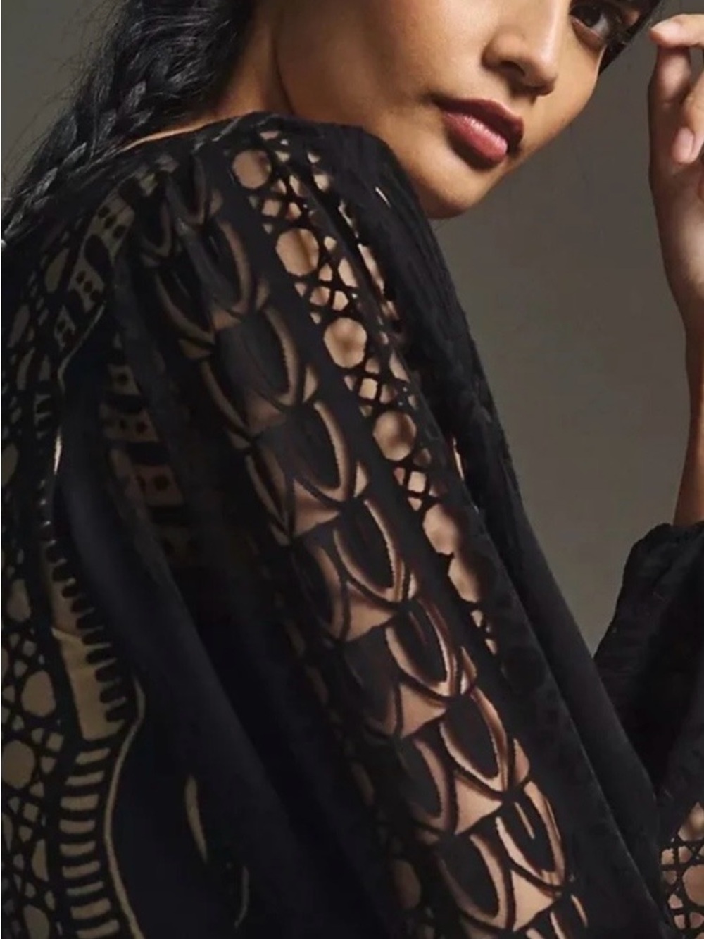 FARM Rio Black & Beige Lace-Pattern Maxi Dress - Picture 5 of 6